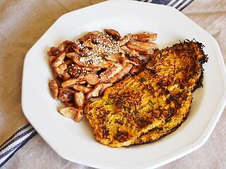 Teriyaki csirke édesburgonya tócsnival