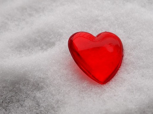 Piros szív a jégen, Kép: pixabay