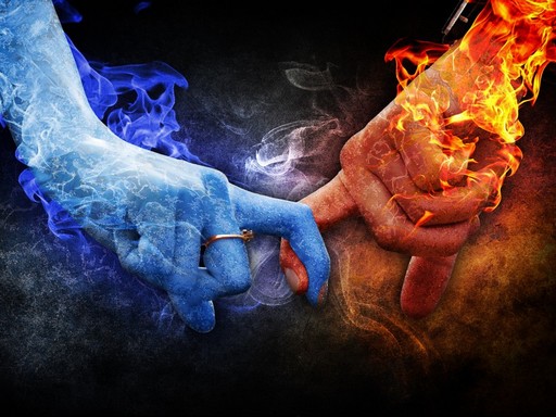 Szerelem, ujjak,tűz és jég, Kép:pixabay