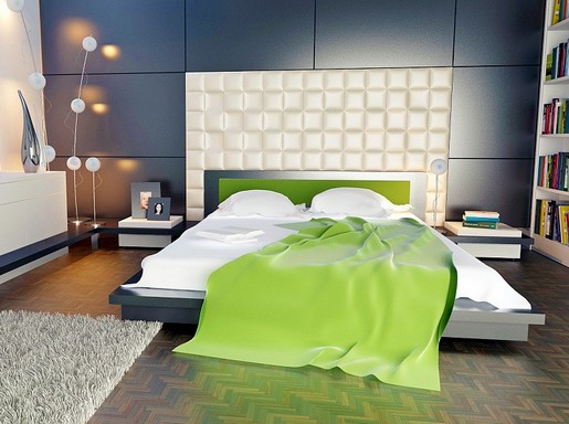Modern lakás zöld pokróccal, Kép: pixabay