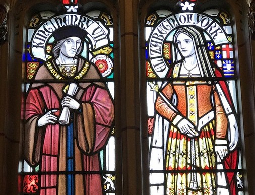 VII. Henrik és Erzsébet ólomüvegen, Cardiff Vára, Kép: pixabay