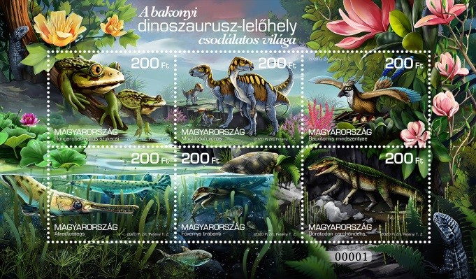 Bakonyiy dinoszaurusz-lelőhely 2, bélyegek, Kép: Magyar Posta