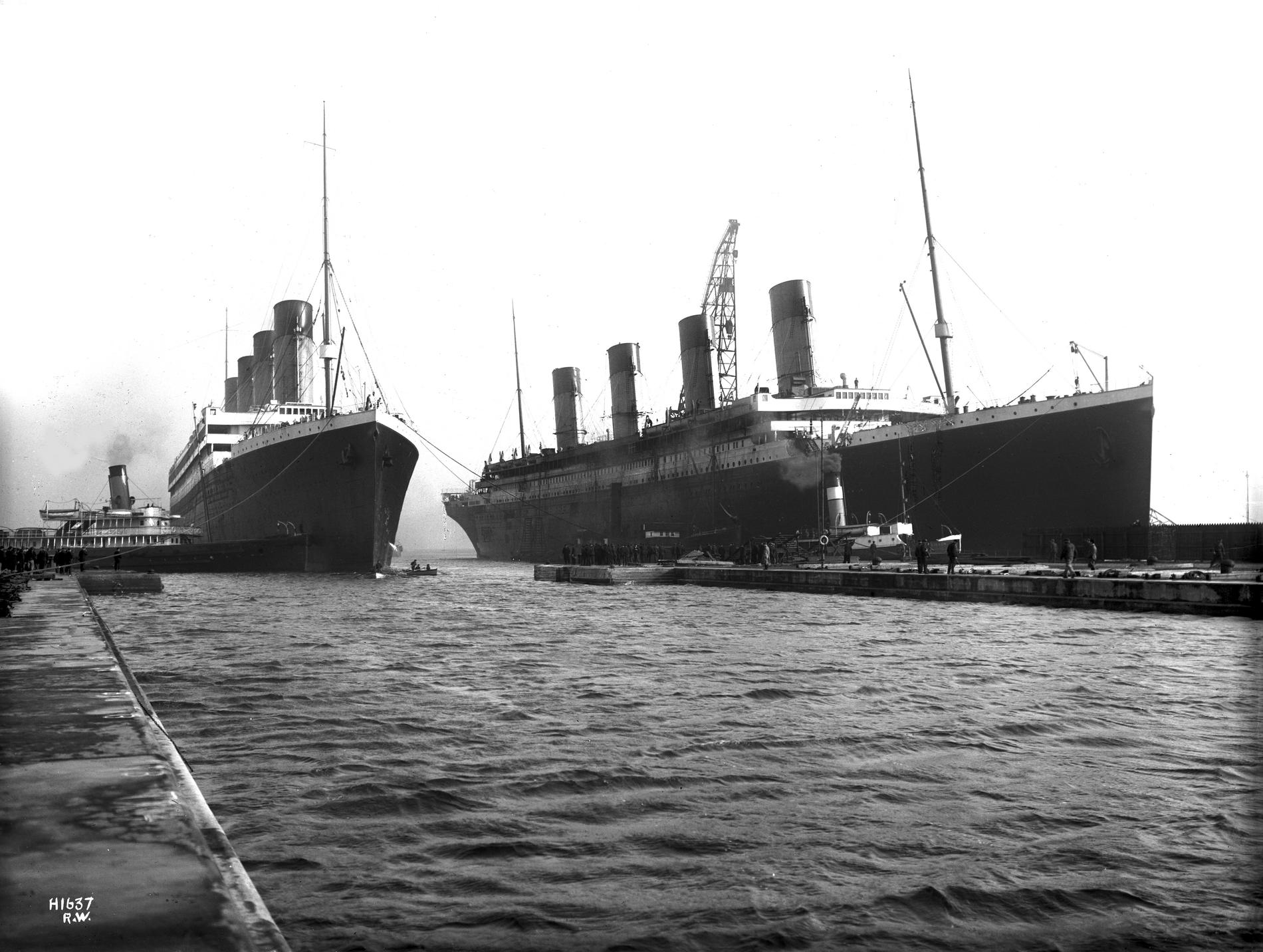 Az Olympic és a Titanic Belfastban. Fotó: wikimedia commons